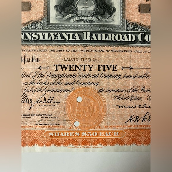 Collectible Vintage Railroad Company Savings Bond (War Time) - Picture 4 of 7